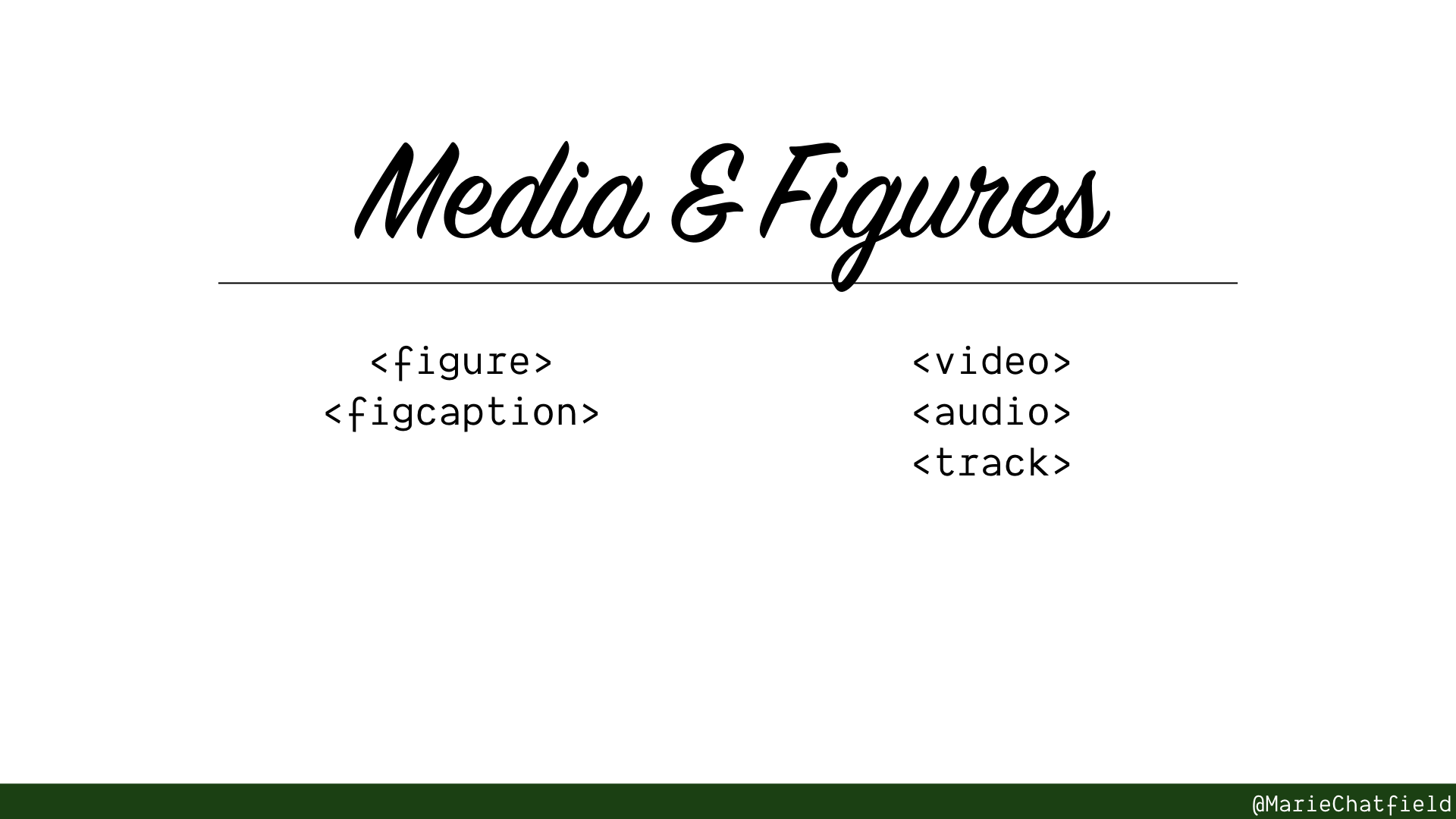 Slide of Media & Figures with HTML elements listed