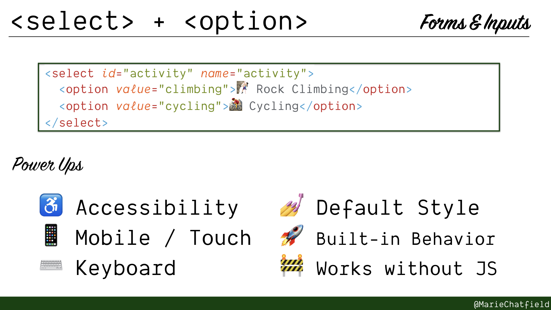 Slide of select and option elements
