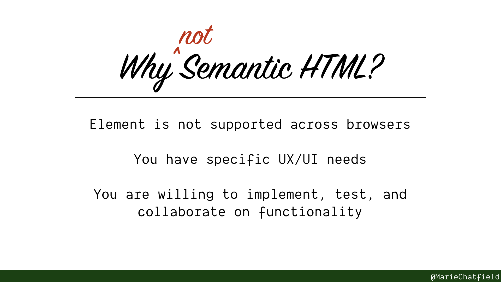 When not to use Semantic HTMl slide