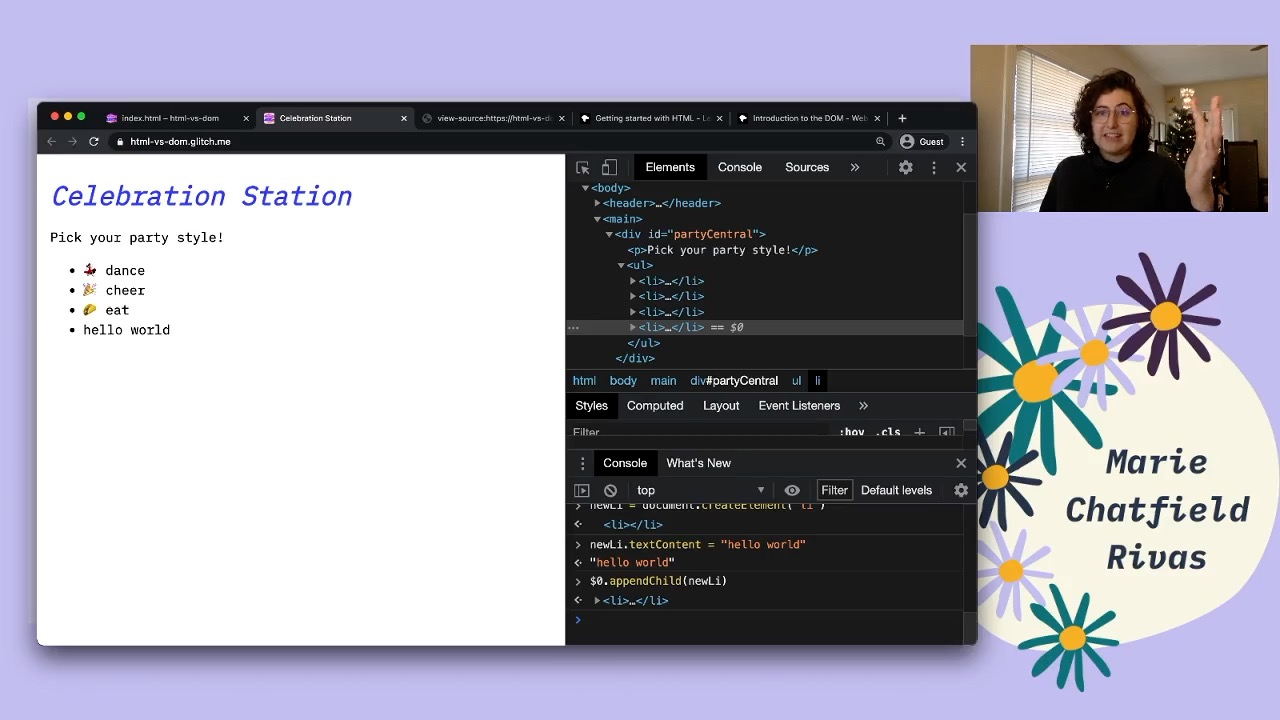 Marie Chatfield Rivas | HTML vs. DOM | Marie Explains the Web