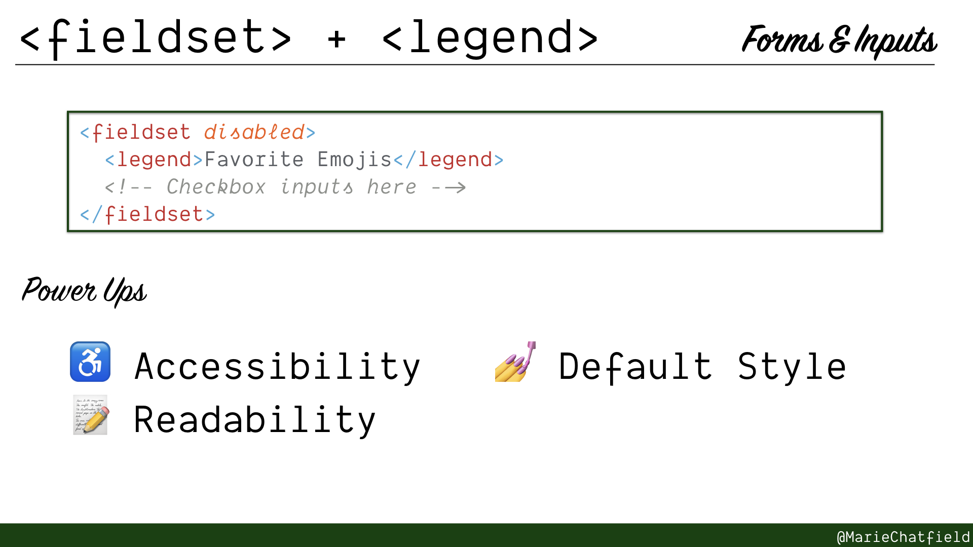 Slide of fieldset and legend elements