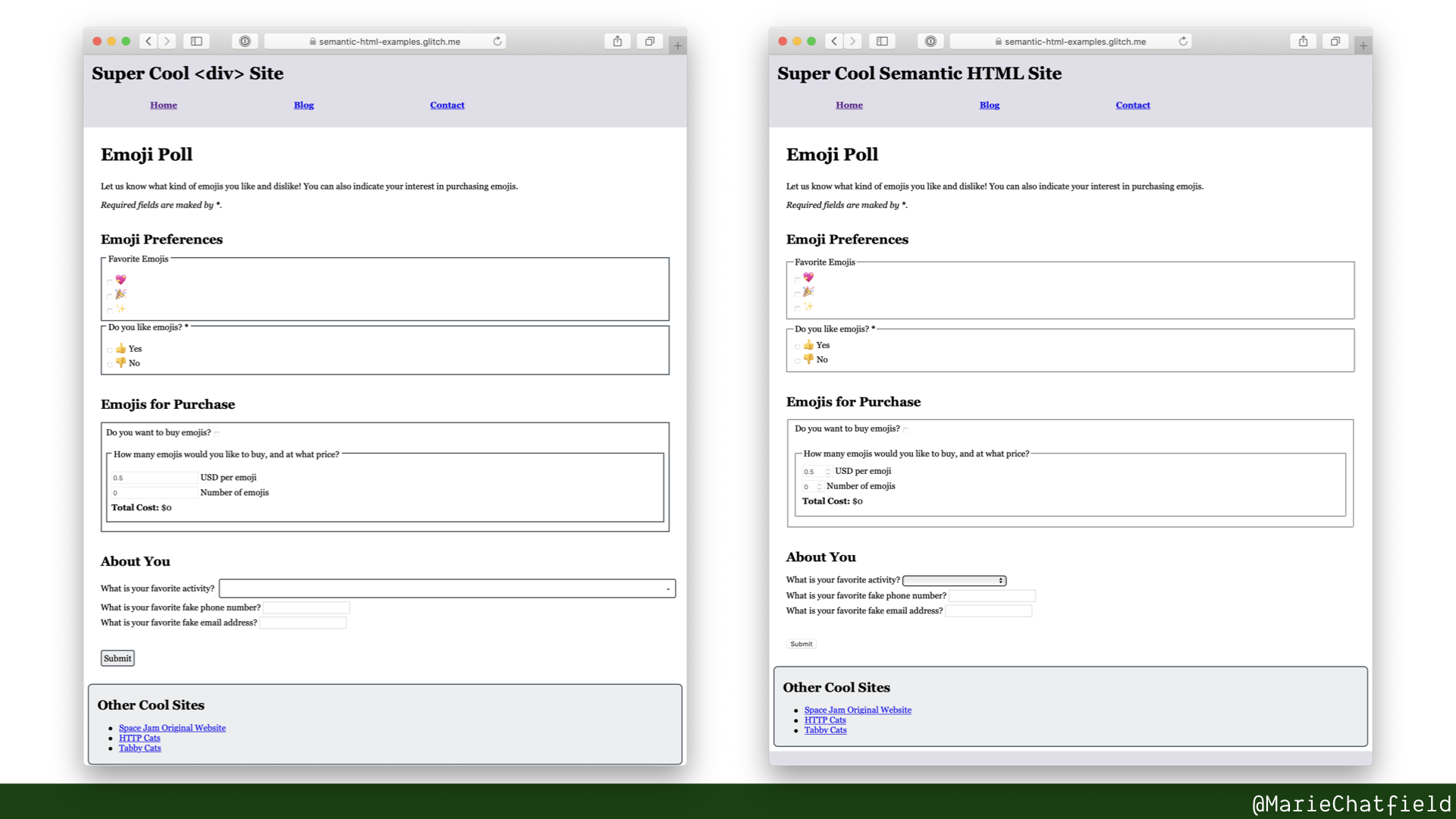 Side by side on browser