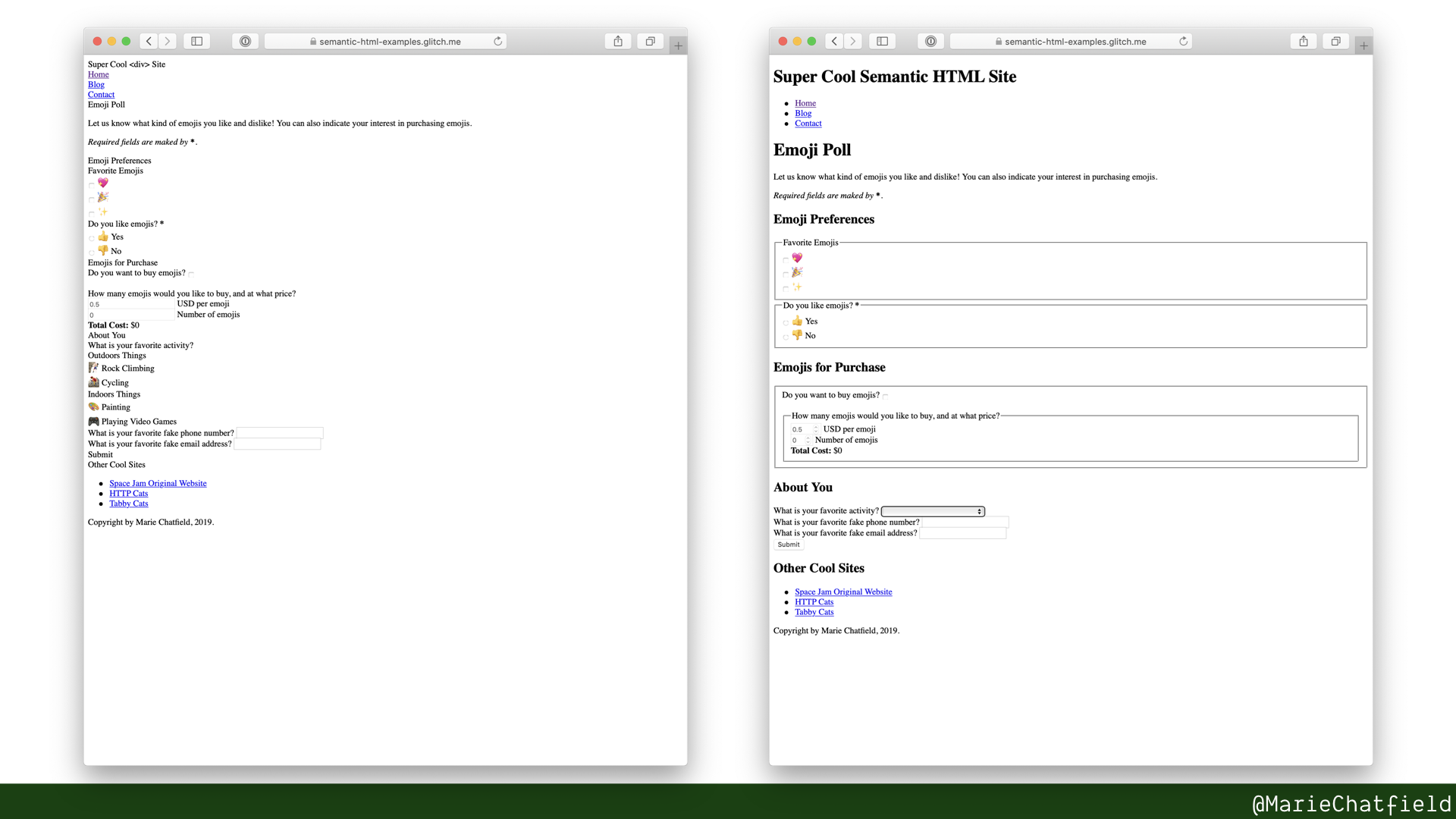 Side by side without JS or CSS