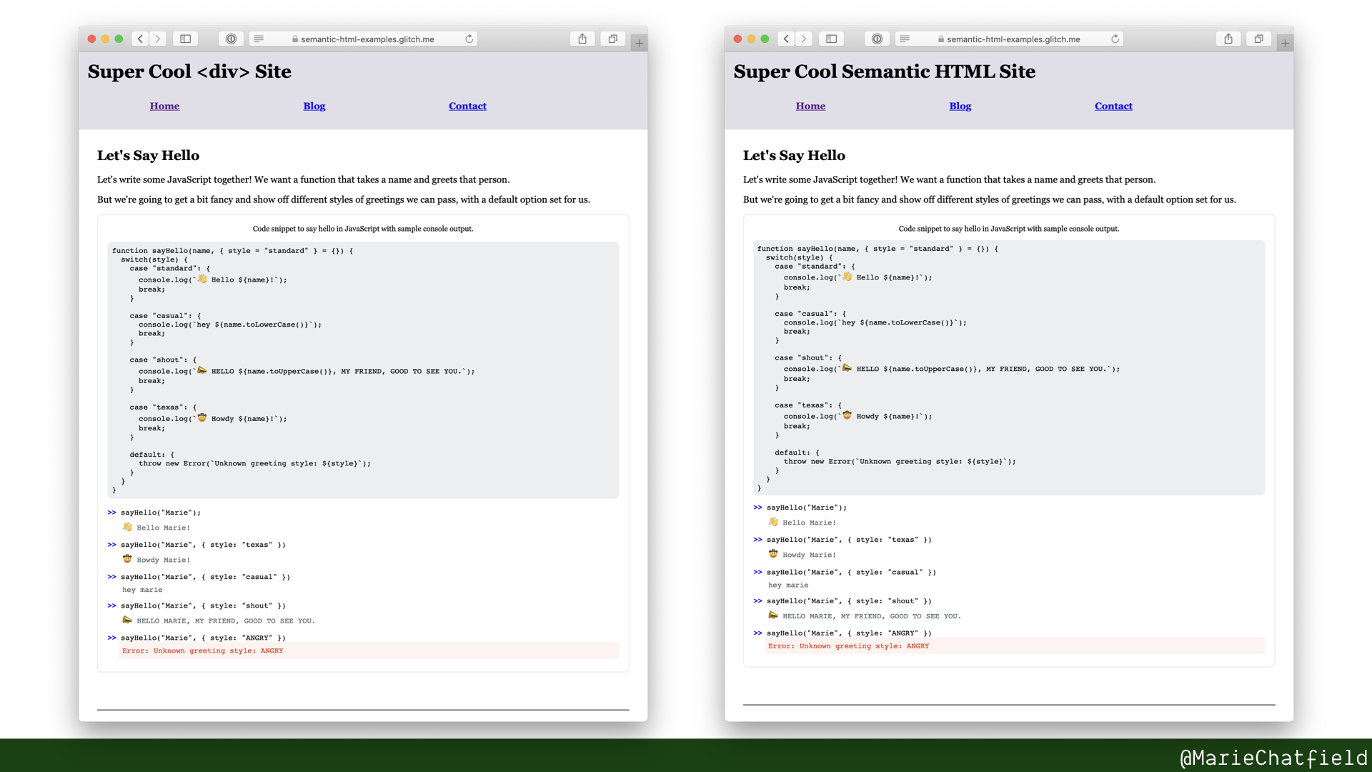 Side by side on browser