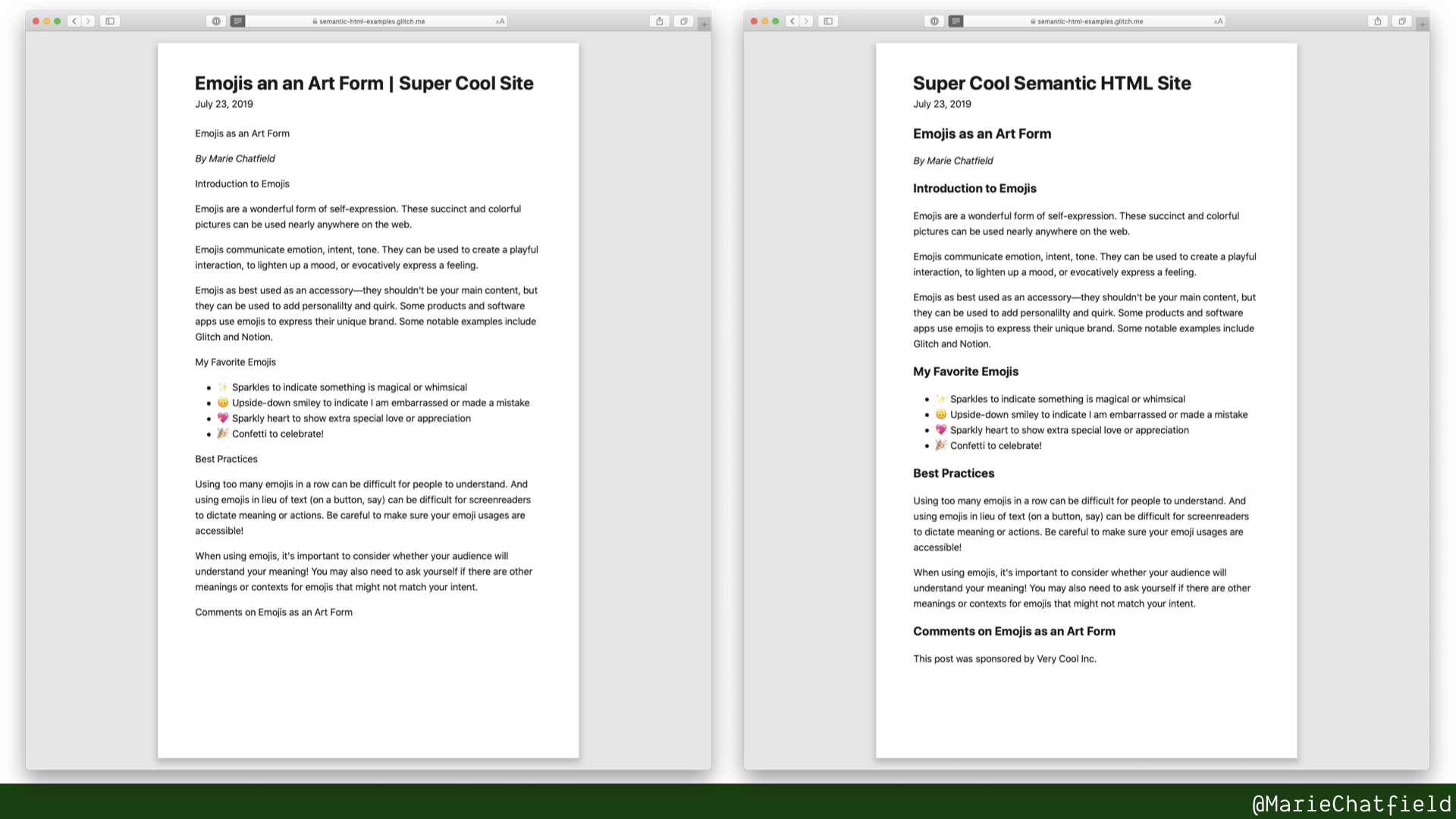 Side by side in reader mode