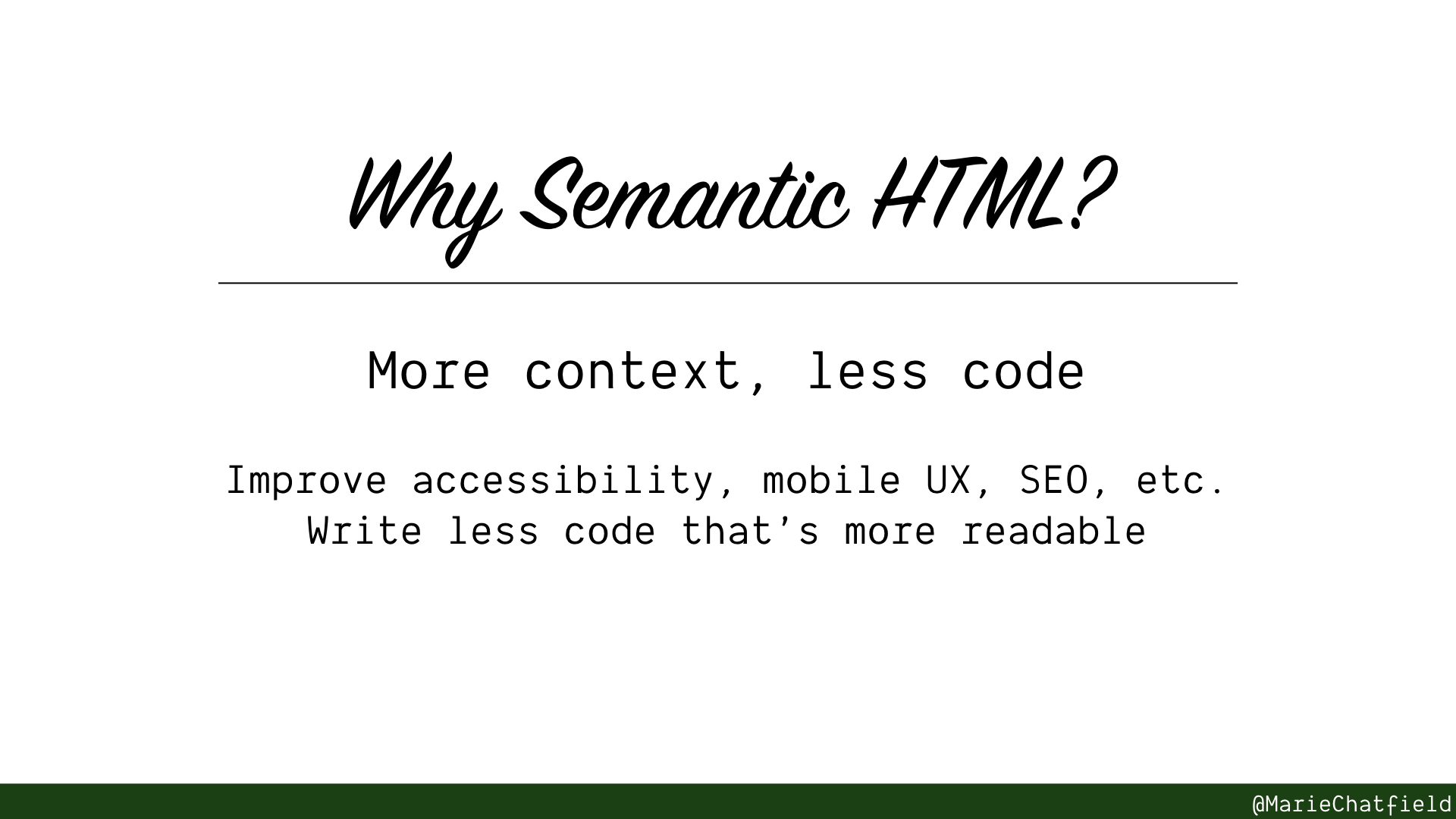 Semantic HTML review slide